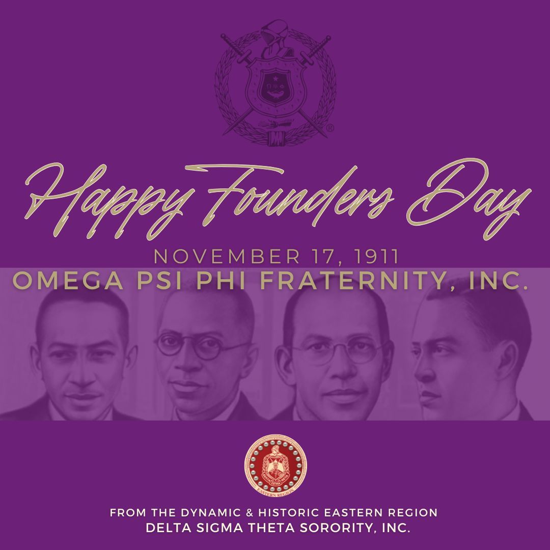 ❤️ 💜 Happy Founders Day to the Men of Omega Psi Phi Fraternity, Inc.! ❤️ 💜
The Eastern Region salutes your 113 years of service, scholarship &amp; uplift.
We celebrate your legacy and our shared bond in the Divine Nine.

#EasternRegionDST #FoundersDay #OmegaPsiPhi #QuePsiPhi
