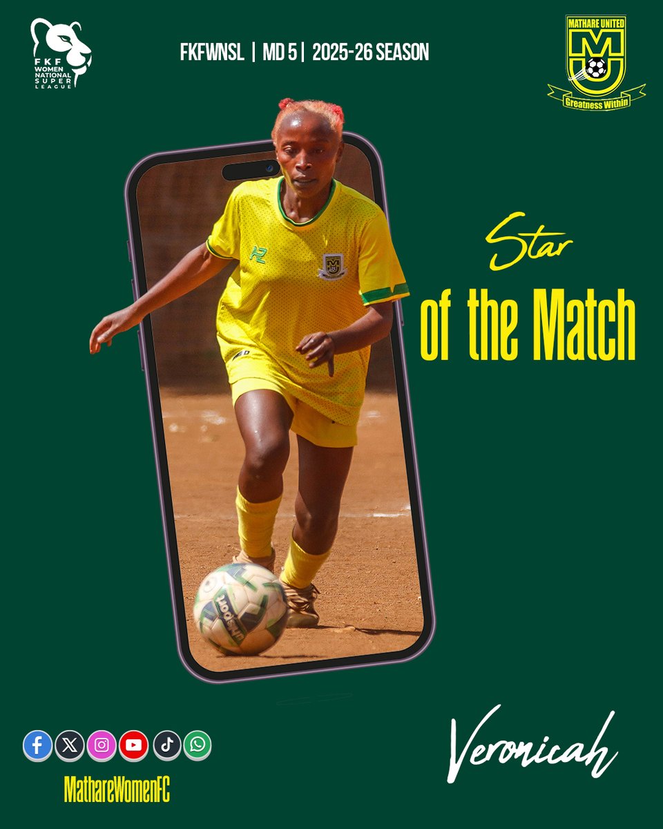 mathare_women's tweet photo. ⭐ Saturday’s Home Tie — Star of the Match, Veronicah Nyambura 💛💚
#MUWDIA #GreatnessWithin #MathareRises https://t.co/NZB7KgOFTe