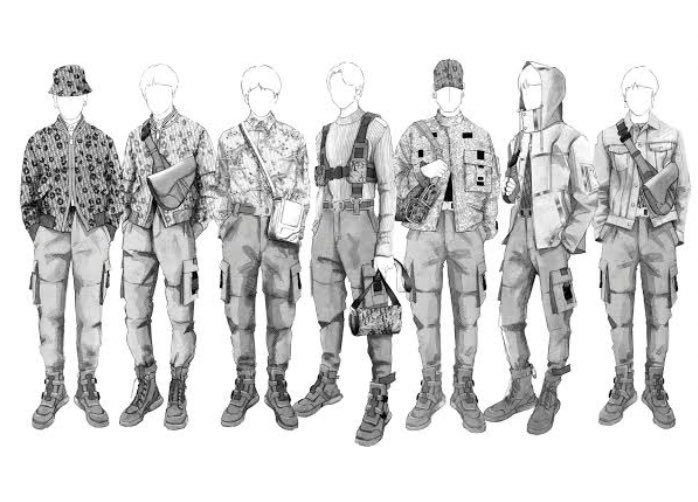 cuntishjeon's tweet image. remember when bts became the first boy band to get a custom made outfits designed by dior head himself