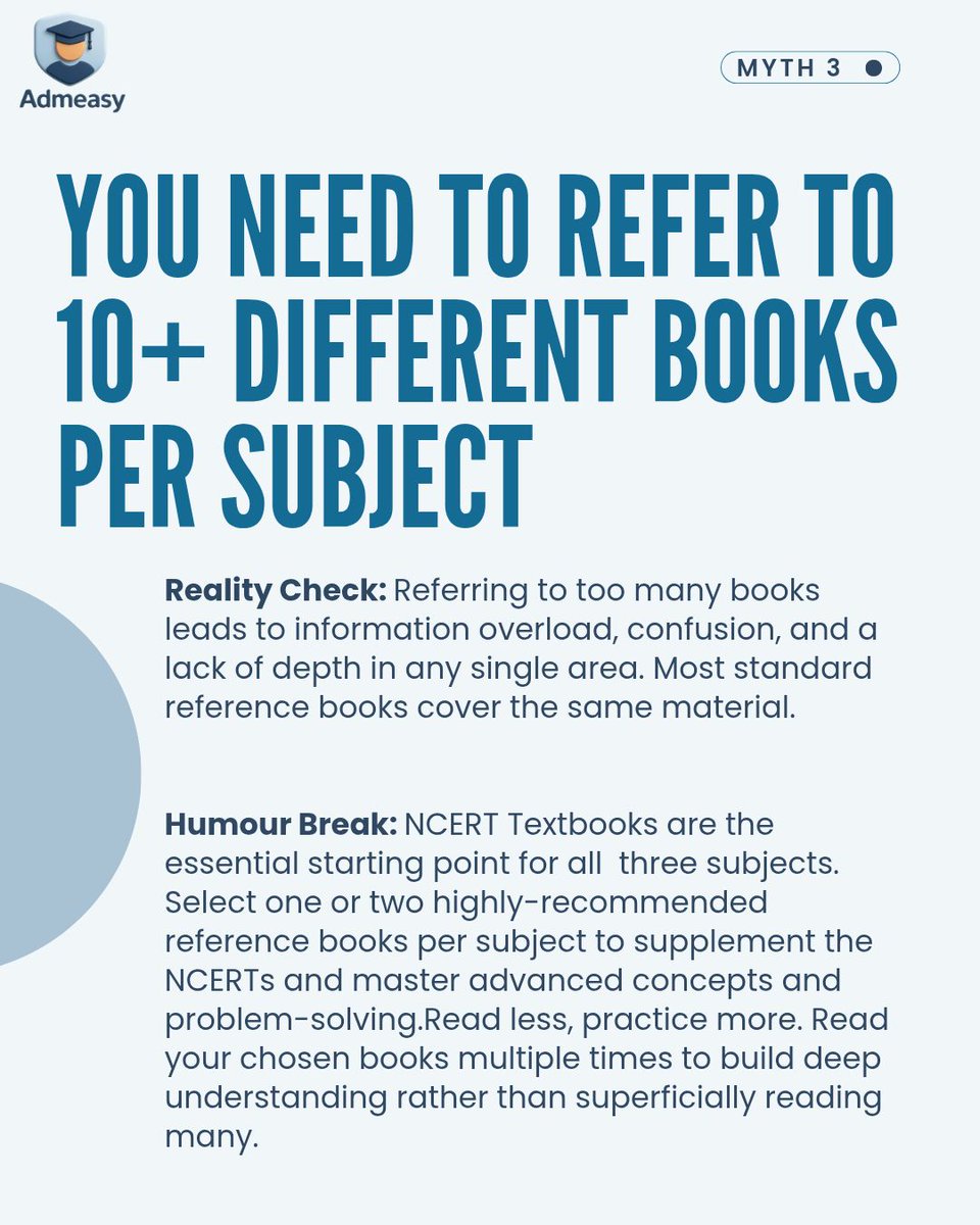 admeasy_in's tweet image. Are you studying effectively or just studying hard? 🤔
We&apos;re debunking the biggest misconceptions about the JEE, from cramming to coaching.
Prioritize focus and strategy over long, unproductive hours.
#JEETips #RealityCheck #Admeasys