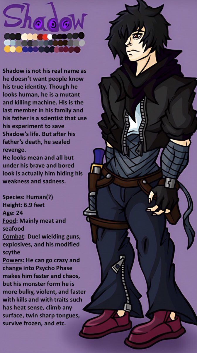 Phant0mPers0n's tweet image. This is my first ever reference sheet of my OC Shadow. Enjoy. #art #ocart #referencesheet