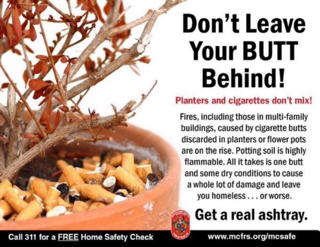 mcfrsPIO's tweet image. 🪴Is dirt flammable?
Potting soil is not dirt. Many people don’t think of potted plants as fire hazards which may be why smokers try to extinguish their butts in the pots. #DYK potting soil is packed w/ flammable materials that can easily ignite? The last thing to add, That lit🚬