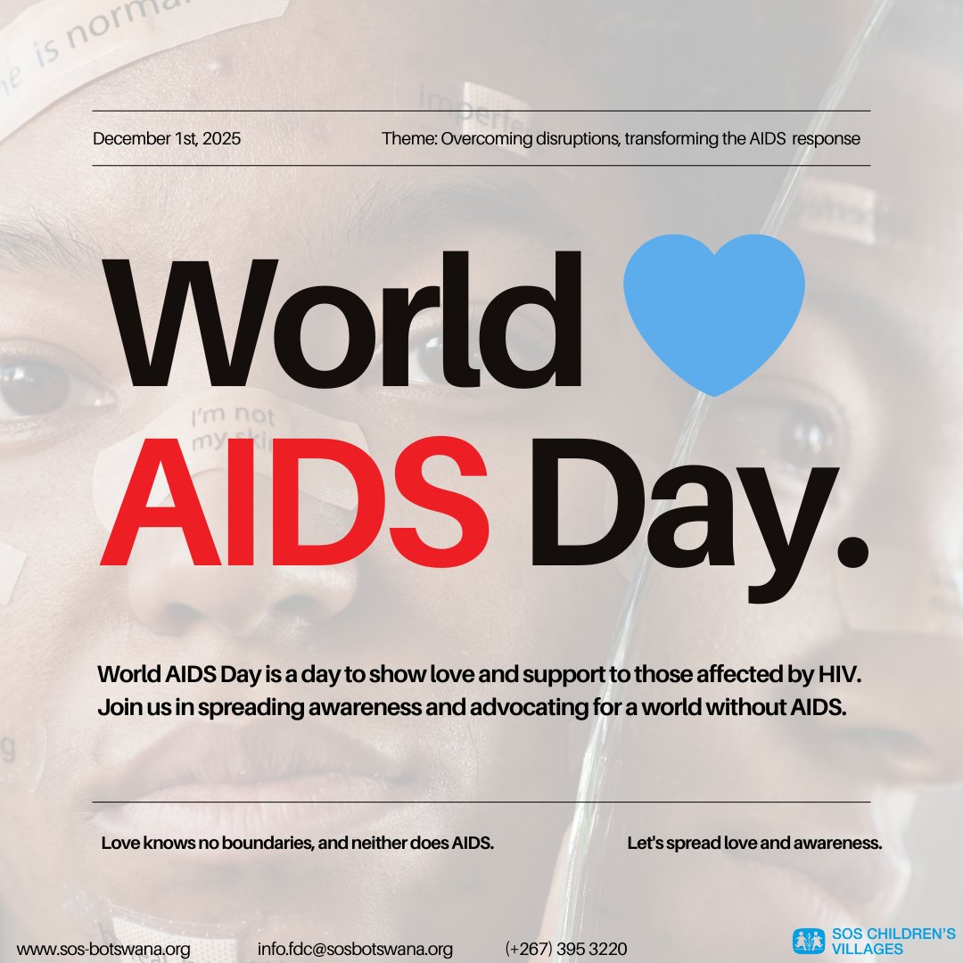 #𝐖𝐨𝐫𝐥𝐝𝐀𝐈𝐃𝐒𝐃𝐚𝐲𝟐𝟎𝟐𝟓: 𝐎𝐯𝐞𝐫𝐜𝐨𝐦𝐢𝐧𝐠 𝐝𝐢𝐬𝐫𝐮𝐩𝐭𝐢𝐨𝐧𝐬. 𝐓𝐫𝐚𝐧𝐬𝐟𝐨𝐫𝐦𝐢𝐧𝐠 𝐭𝐡𝐞 𝐀𝐈𝐃𝐒 𝐫𝐞𝐬𝐩𝐨𝐧𝐬𝐞.

Advocating for stronger protection, support, and healthier futures for every child and young person.

#SOSChildrensVillages