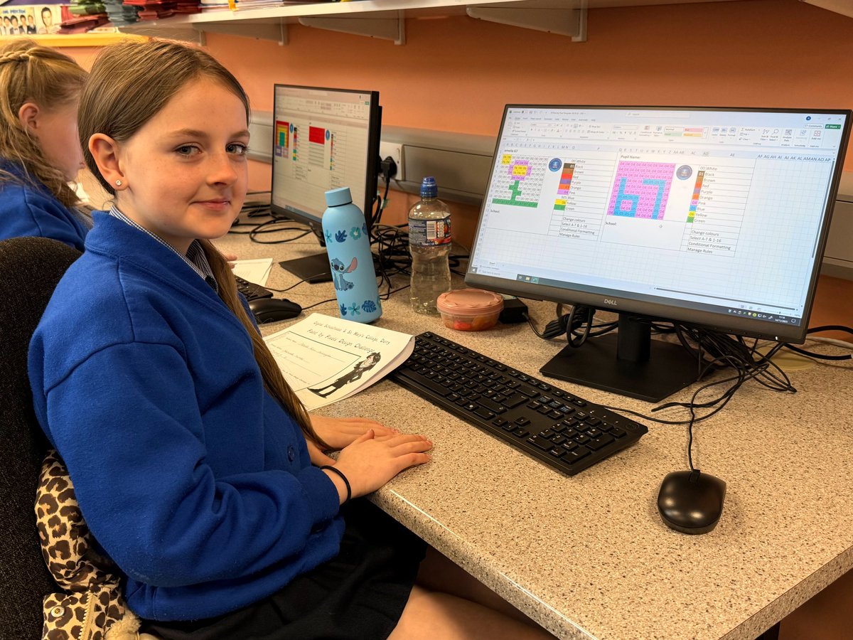 SaintMarysDerry's tweet image. We were delighted to welcome Primary 6 pupils &amp;amp; Miss Heaney from Nazareth House Primary School to our @DigSchoolhouse ! 💻

P6 pupils produced very creative work in our Paint by Pixels Challenge using Microsoft Excel! 👾
#ComputationalThinking #unplugged