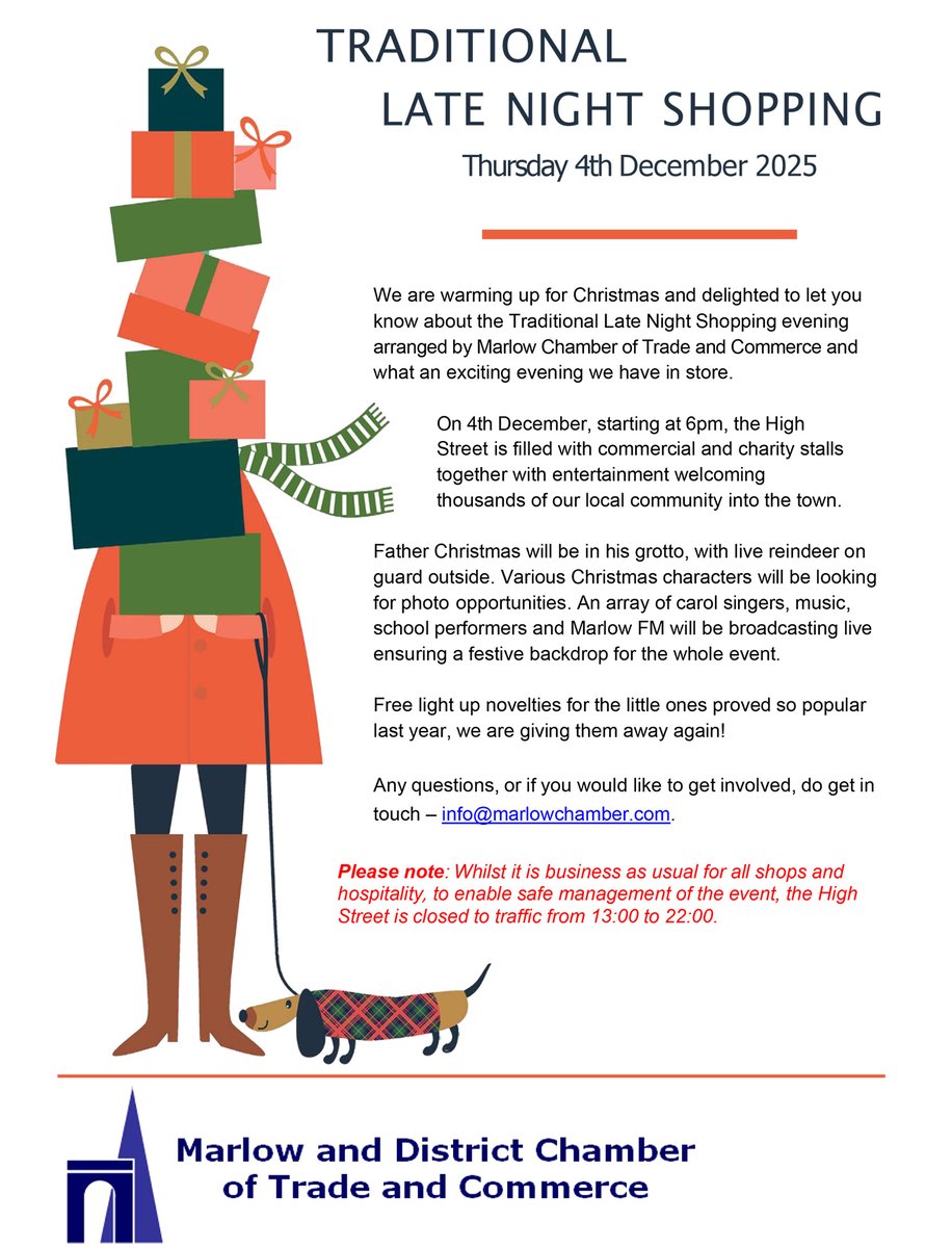 GMS are supporting  Marlow's Late Night Shopping event on Thurs. 4th Dec. Our school choir will be performing and our Young Enterprise students will be selling Xmas goodies on their stalls.
Please support this family friendly event!