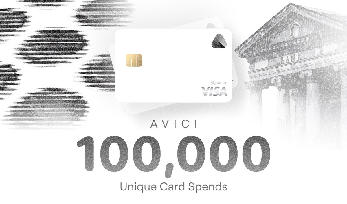 AviciMoney's tweet image. 100k spends 

avici card is becoming a habit and part of your daily routine. 

you made this real. thank you  💳⚡️