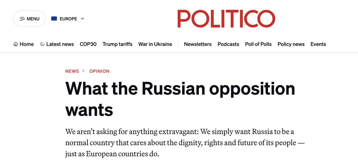 ACF_int's tweet image. ❗️Important op-ed by Yulia Navalnaya in Politico: 

politico.eu/article/russia…