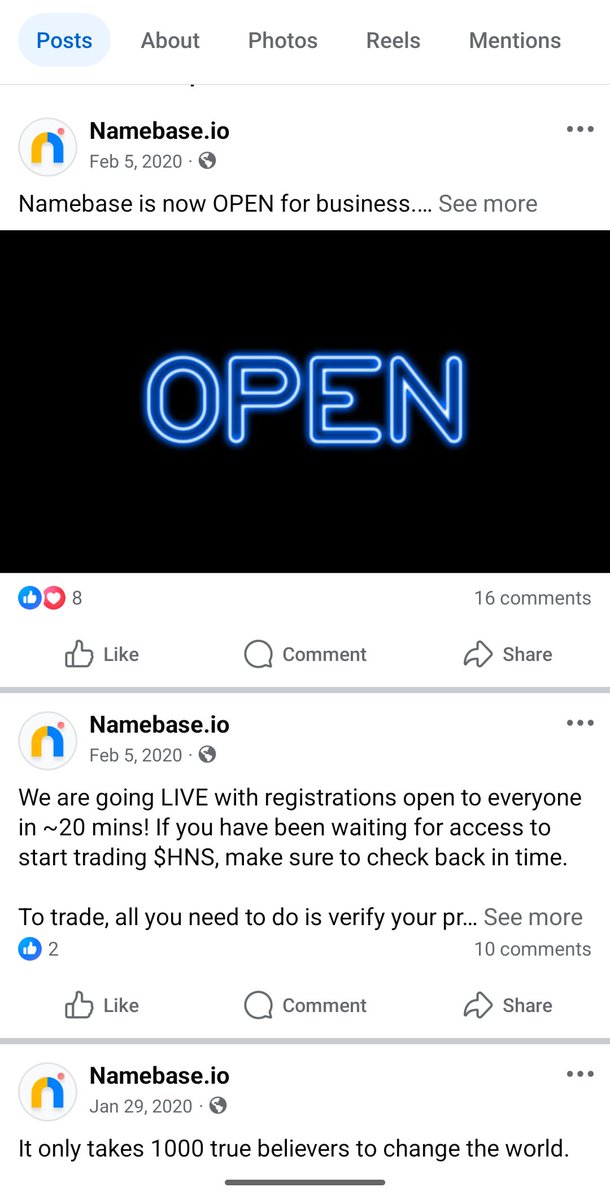 streetnames_'s tweet image. Once we saw this, it changed our approach to this blockchain. If the biggest company in the space hasn't posted a single thing in years on the world's biggest social network are they really serious about onboarding? @NamebaseHQ #handshake #domains