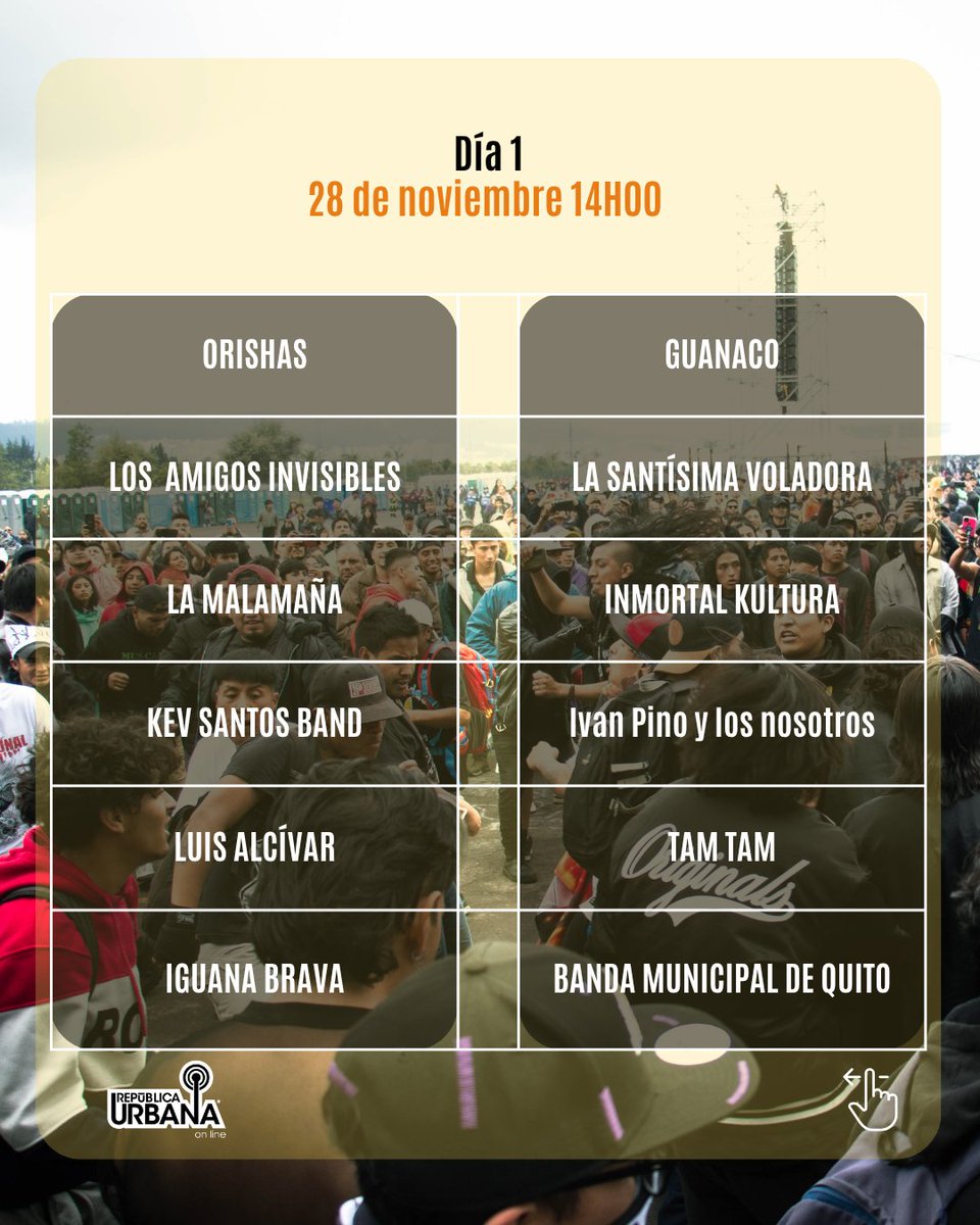 republica_urban's tweet image. 🎉 ¡YA ES OFICIAL! 🎸🔥
El Cartel del #Quitofest 2025 fue revelado por el alcalde y aquí te lo dejamos para que lo puedas compartir 😎💥
Nos vemos el 28, 29 y 30 de noviembre en el Parque Bicentenario para vivir el festival más importante del año 🫶🎶