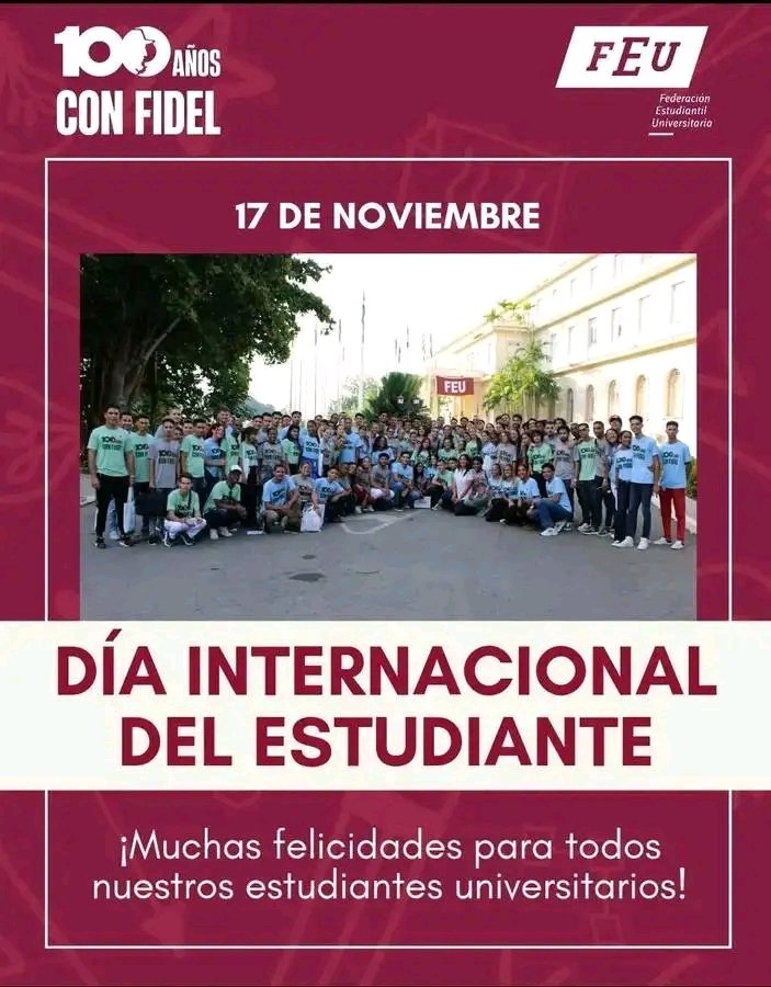 Muchas felicidades en el Día Internacional del Estudiante.  El maestro nunca deja de ser un estudiante. <a href="/LorenzoOsbel/">Osbel Lorenzo</a> <a href="/CampanaYan86292/">Yanara Campaña</a> <a href="/LindoCircu19528/">Círculo Infantil Lindo Amanecer</a>