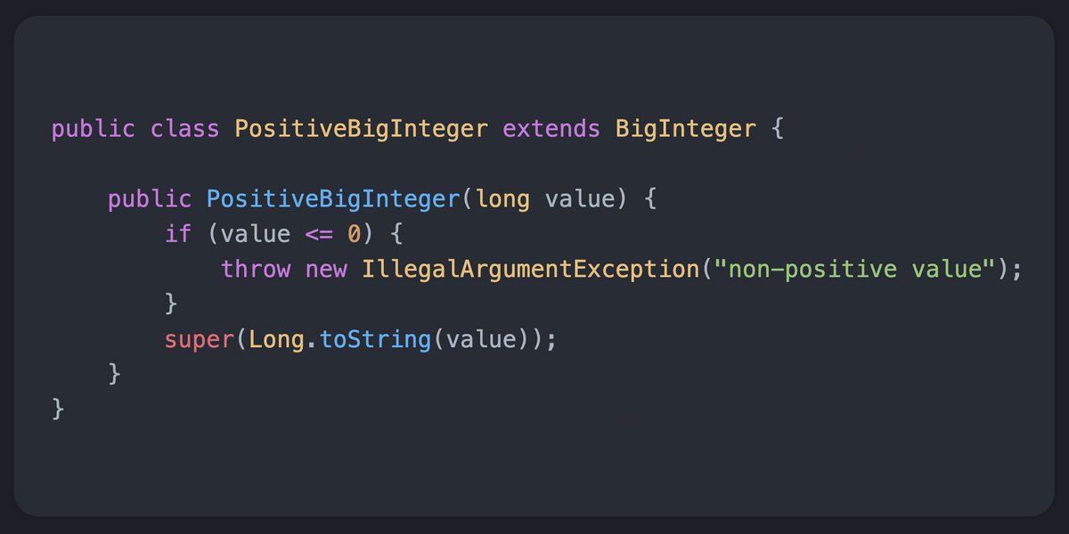 bellsoftware's tweet image. New in #Java25: flexible constructor bodies (JEP 513)! You can now validate arguments or do setup work before an explicit constructor invocation – no more boilerplate helper methods.