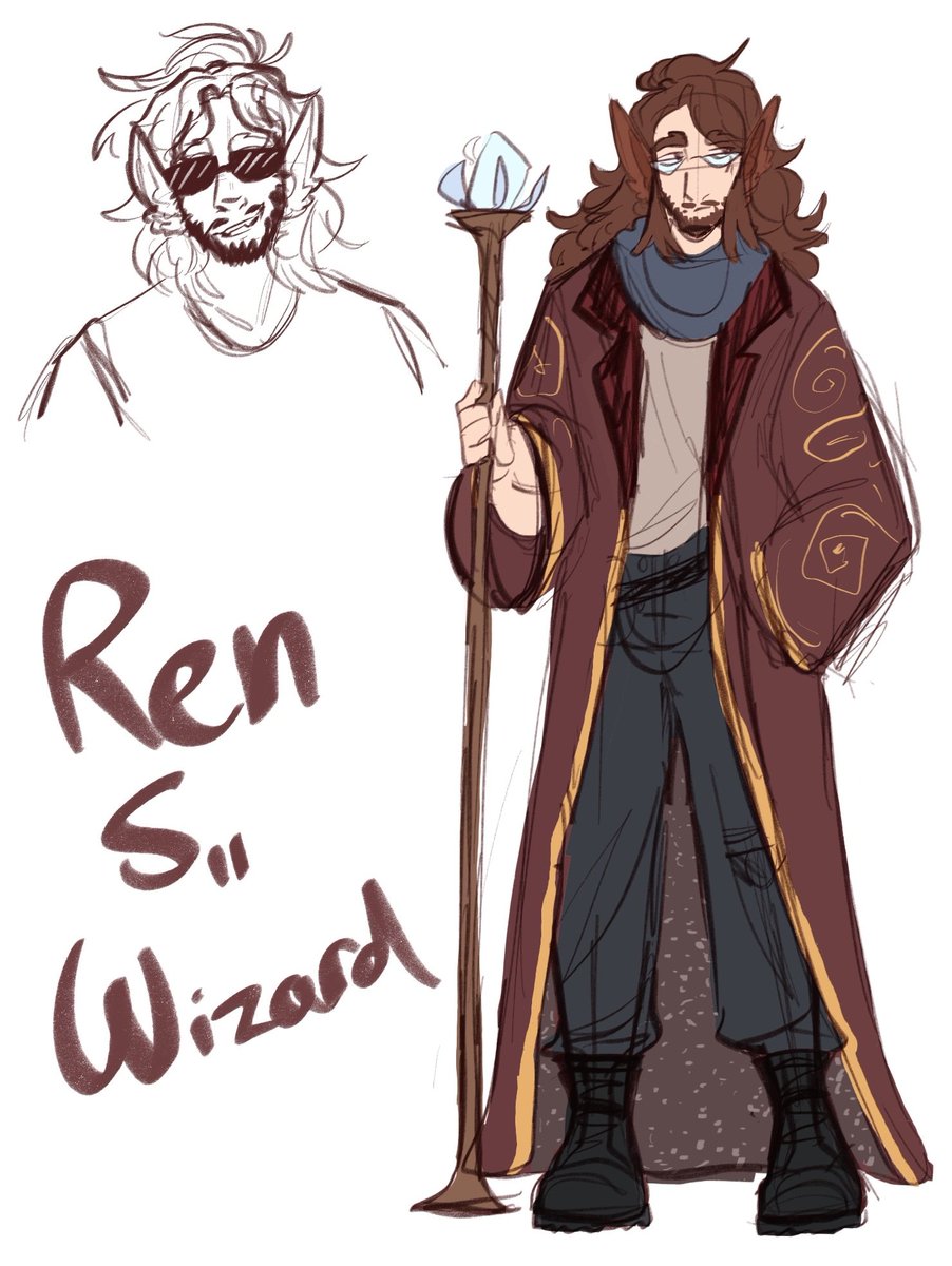 Birdiful_Human's tweet photo. i hope Rendog gets to have a cool wizard fit this season. also i felt like i was drawing caleb widogast while doing this but a dog. which is exactly the vibes i want :3 https://t.co/Gq3wqhnvZl