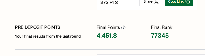 FBN_023's tweet photo. My points come from tDUSD deposits—12 pts per tDUSD daily, with unrealized PnL counted and steady yield. #pre-deposit-ranking @StandX_Official https://t.co/gR2dNX3SBW