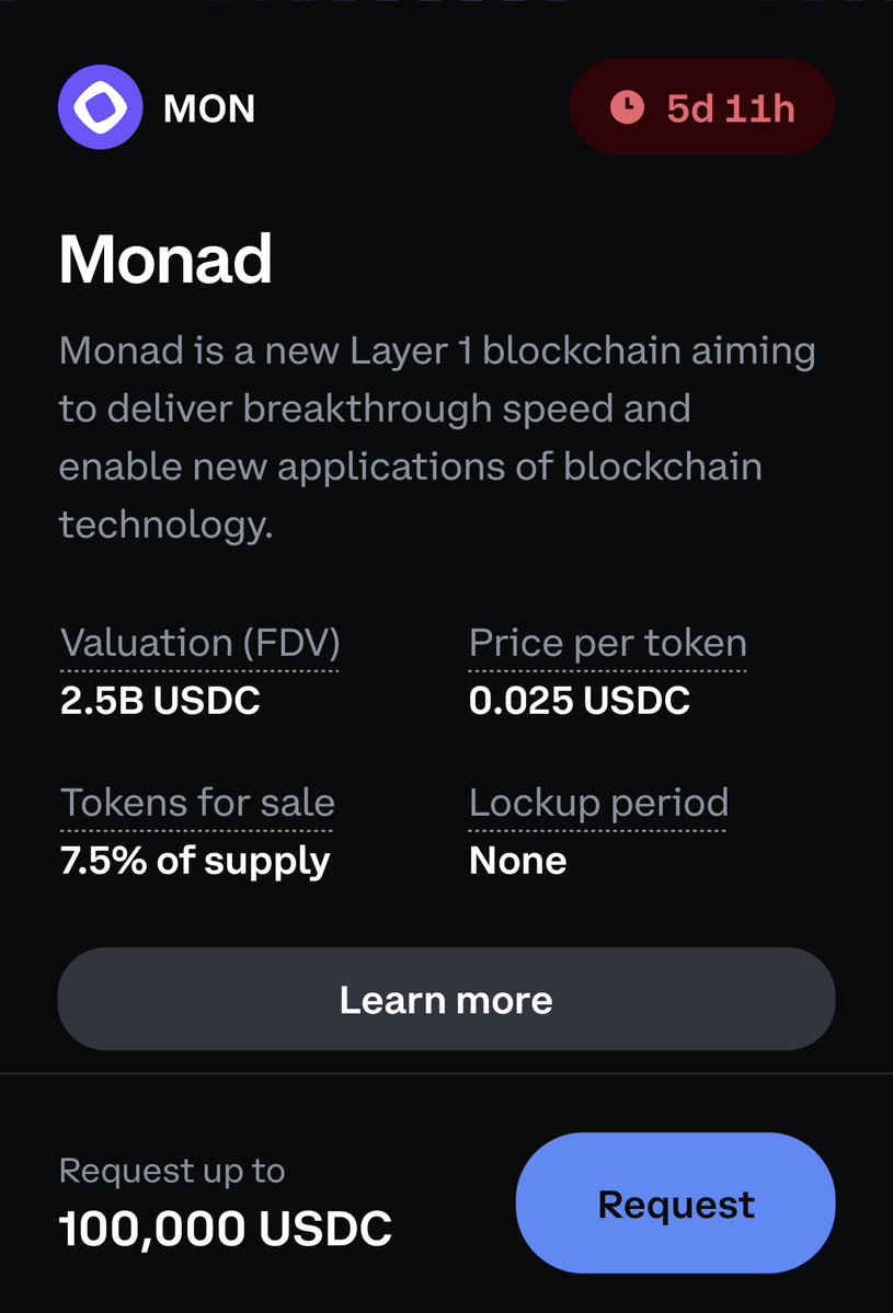 mirajweb3's tweet image. $MON token sale went live on @coinbase 
request limit set to $100-$100000
check coinbase app to join the sale