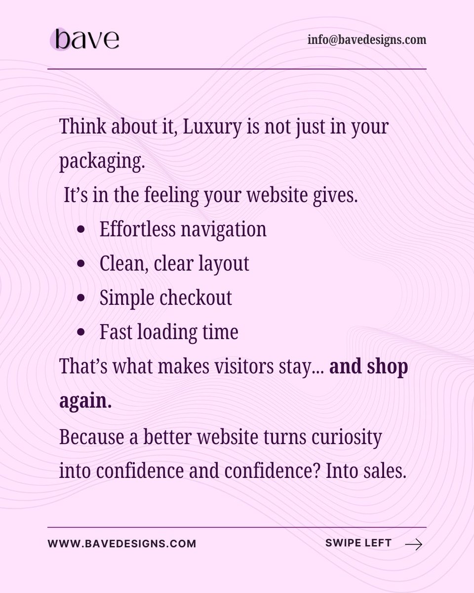 bavedesign's tweet image. Swipe through, take notes, and if you want your website to work smarter not harder

Need a website?Click the link in our bio to book a FREE consultation

CONTACT US:

E-mail: info@bavedesigns.com

Call: +234 814 084 0447

#websitedesigntips #webdesignerinnigeria #ecommercewebsite