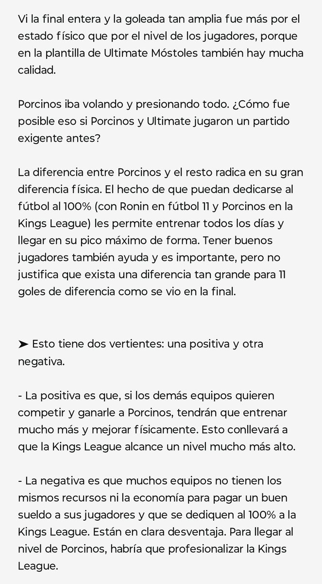 predictorRM's tweet image. Vi la final entera y la goleada tan amplia fue más por el estado físico que por el nivel de los jugadores, porque en la plantilla de Ultimate Móstoles también hay mucha calidad.

Porcinos iba volando y presionando todo. ¿Cómo fue posible eso si Porcinos y Ultimate jugaron un…