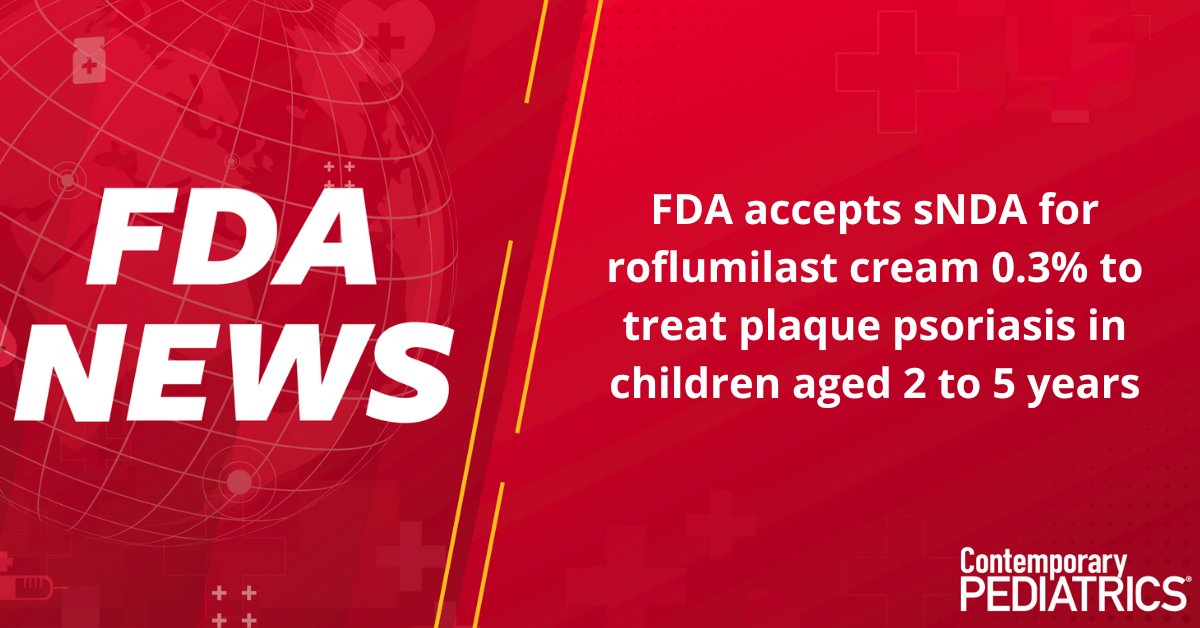 New from the FDA: 

The agency accepts Arcutis Biotherapeutics' sNDA application for #roflumilast cream 0.3% (Zoryve) to treat #plaque #psoriasis in children aged 2 to 5 years. 

More details to come on hubs.li/Q03TwT6c0.