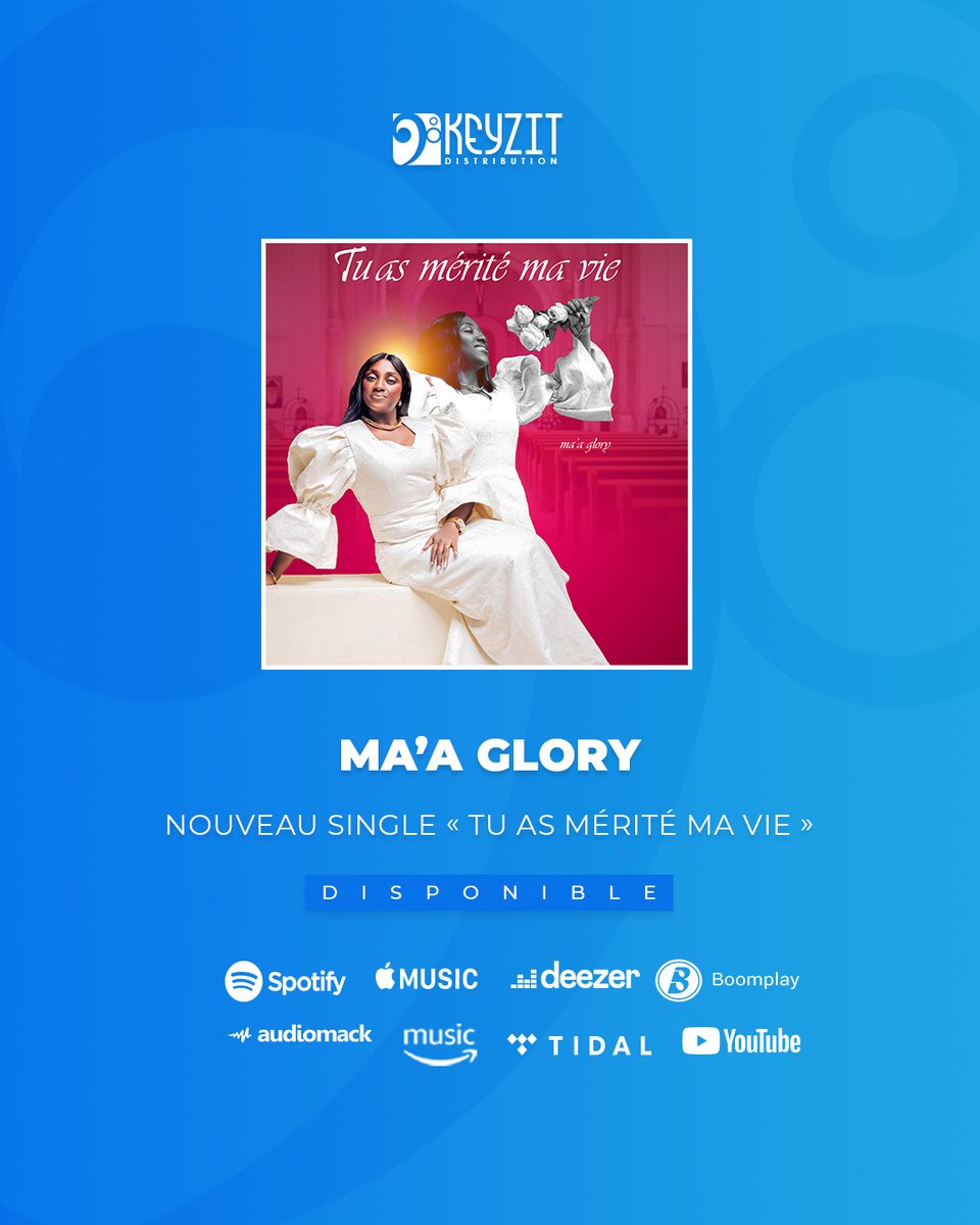 KeyzitCameroun's tweet image. 🚨 &quot;TU AS MÉRITÉ MA VIE&quot;, le nouveau single de l&apos;artiste MA&apos;A GLORY est maintenant disponible sur toutes les plateformes  légales.

🎵 keyzit.fanlink.tv/wQbM

𝗗𝗶𝘀𝘁𝗿𝗶𝗯𝘂𝗲 𝘁𝗮 𝗺𝘂𝘀𝗶𝗾𝘂𝗲 𝗮𝘃𝗲𝗰 𝗞𝗘𝗬𝗭𝗜𝗧 !

#KeyzitDistribution #Keyzit #AfricanMajor