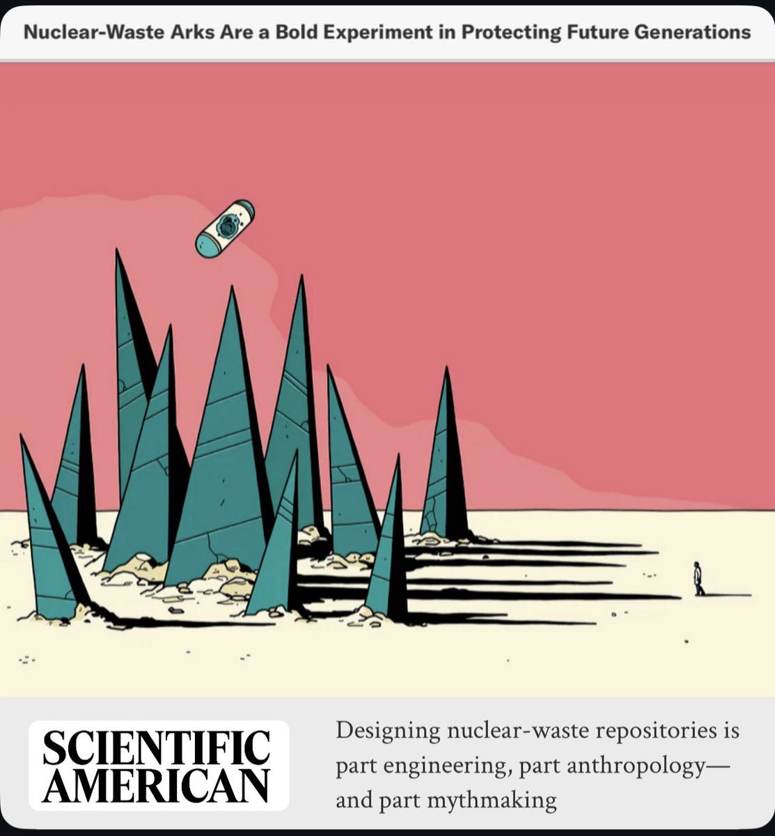 My latest in Scientific American:
⛏️ 51,500 CE — A hunter crosses tundra above a long-forgotten Canadian nuclear waste facility. What might these repositories mean to future societies? What do they reveal about us today?

🔗 scientificamerican.com/article/nuclea…