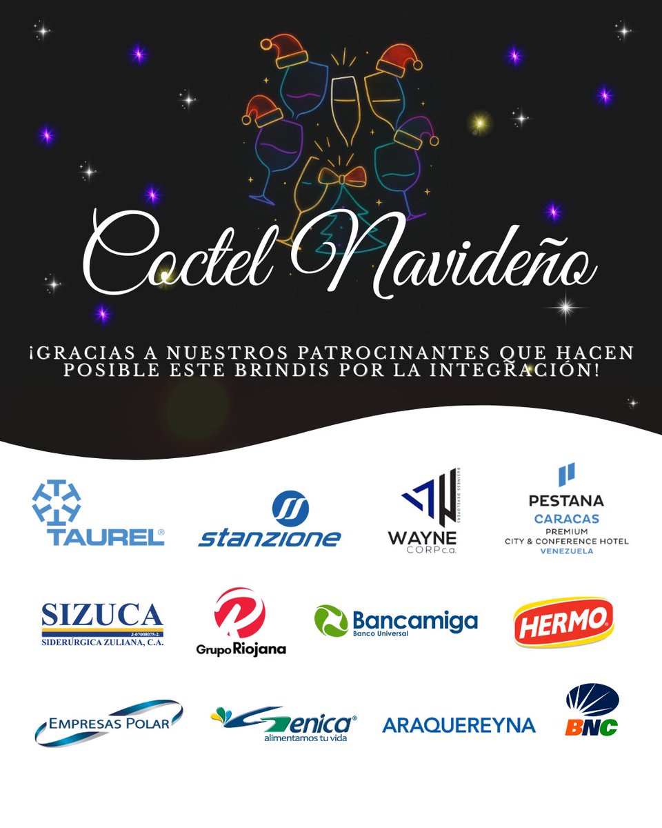 🎄 Brindemos por la integración, el trabajo conjunto y las nuevas oportunidades.

Gracias a nuestros patrocinantes por creer en esta comunidad empresarial.
💫 Y a las empresas que deseen sumarse como patrocinantes de este encuentro.

#CóctelNavideñoCAVECOL