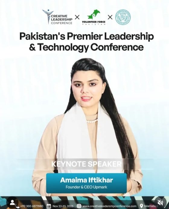 NEWS_BILAWAL's tweet image. Amaima Iftikhar CEO Upmark Group will be speaking at Pakistan’s premier Leadership &amp;amp; Technology Conference on 22nd November in Islamabad — excited to contribute to the national conversation on the future of leadership and tech.

@AmaimaIK