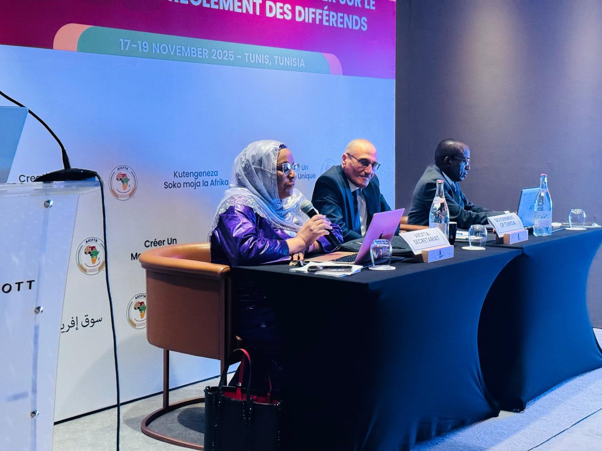 AfCFTA's tweet photo. The AfCFTA Secretariat today opened a three-day capacity-building workshop in Tunis, bringing together government officials, trade experts and private-sector representatives from across the continent.

The training focuses on strengthening understanding and use of the AfCFTA Dispute Settlement Mechanism and supporting State Parties to apply the Agreement with confidence.

The workshop aims to deepen technical knowledge, enhance national capacity to manage and resolve trade disputes, and strengthen institutional cooperation under the AfCFTA.

#AfCFTA #Tunis  #CapacityBuilding #DisputeSettlementMechanism #CreatingOneAfricanMarket