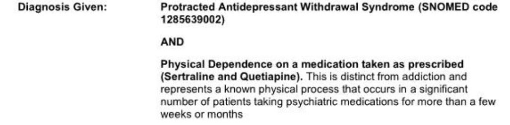 samhall404's tweet image. After three years of misdiagnoses, gaslighting and absolute hell, I finally have the correct diagnosis on my medical record. If you’re in the UK, I’d really urge you to get the correct SNOMED code added too. Accurate records make protracted WD harder for the system to ignore.