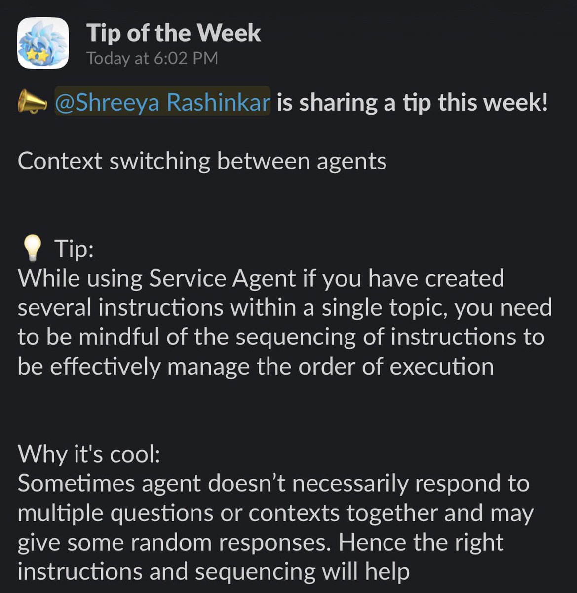 BossMommy13's tweet image. Latest #Agentforce tip 
Thank you for publishing @salesforce @trailhead @SlackHQ 

Come join the #AgentblazerCommunity now!