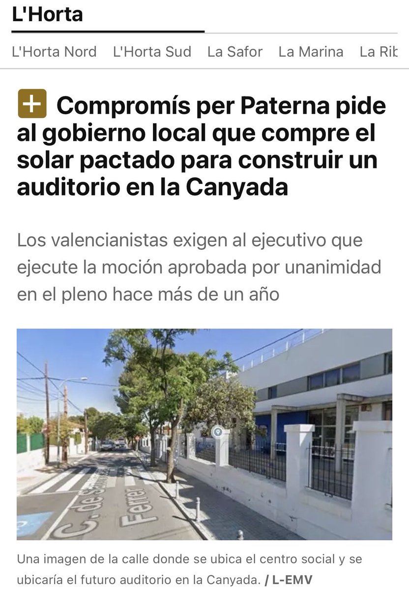 🟠 La Canyada mereix un espai cultural digne

👉🏻 El solar està en venda i és una oportunitat única per dotar el barri d’un auditori modern, sales de reunió i un aparcament soterrat. 

📰Llig la noticia👇🏻
levante-emv.com/horta/2025/11/…