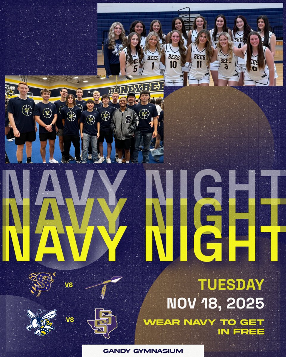 Come out Tomorrow for "NAVY NIGHT" as the Yellow Jackets take on Alvarado at 5 and your Honeybees play San Saba at 6:15.  Wear NAVY and get in for FREE!!!! 

#ALLasONE
#OTOG