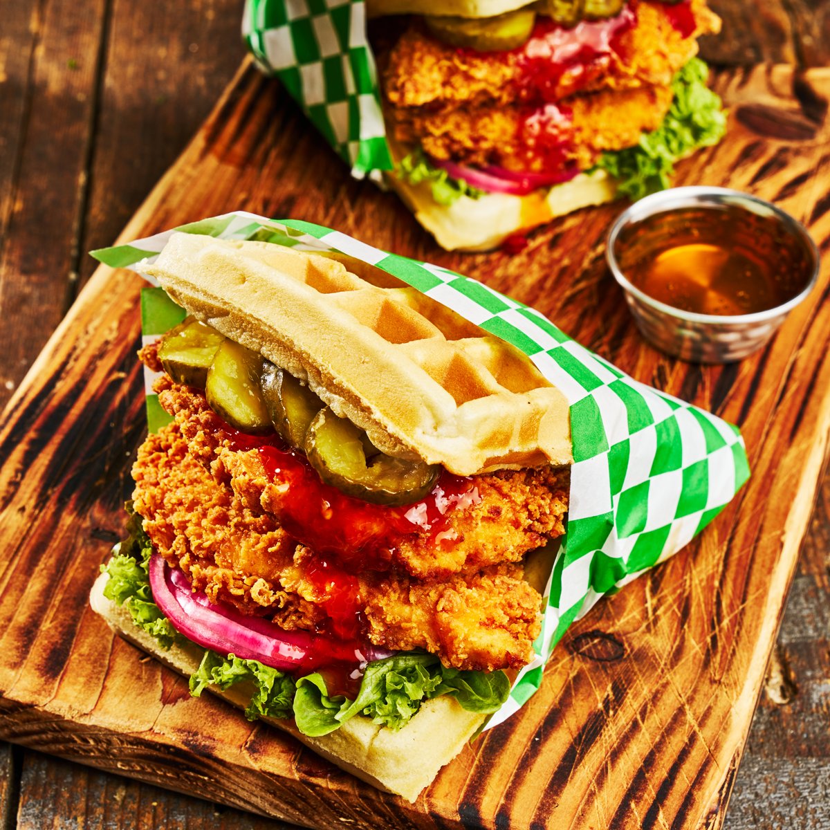 The Swicy Chicken Waffle Sando 🧇🔥

Two Homestyle Crunchy Breaded Chicken fillets layered between fluffy waffles and a sweet &amp; spicy hot honey glaze. A trend-driven handheld for sweet-meets-savoury lovers.

Full Menu Idea here👉 meadowvalefoods.co.uk/about/menu-ide…

#WeveGotYouThisWinter