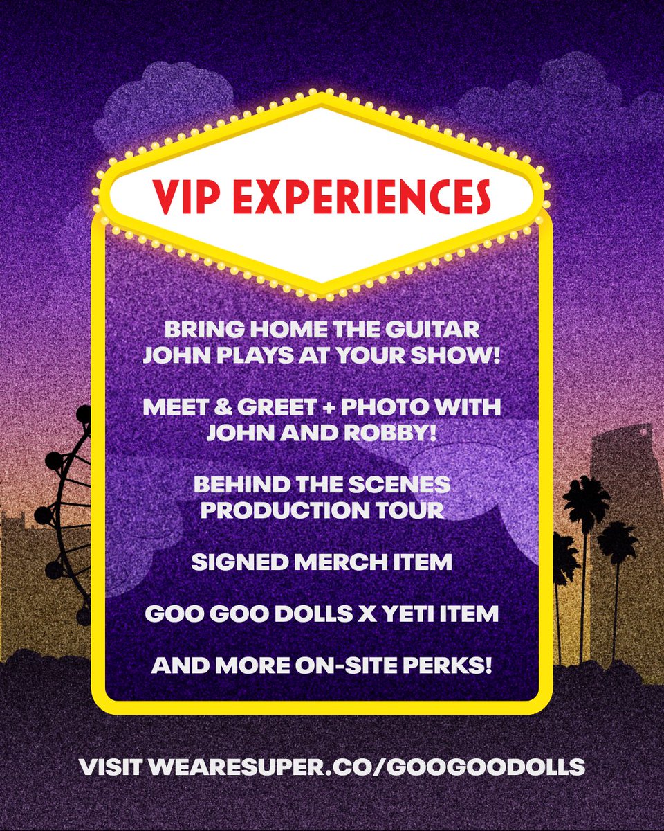 googoodolls's tweet image. We&apos;re coming to Las Vegas in May 2026 !!!! We&apos;re excited to announce our residency at @VenetianVegas, happening May 15, 16, 20, 22, 23 - 2026 !!!! Get pre-sale tickets on Wednesday, November 19, at 10 AM PT using the password &apos;LV2026&apos;. Tickets and VIP Experiences go on sale this…