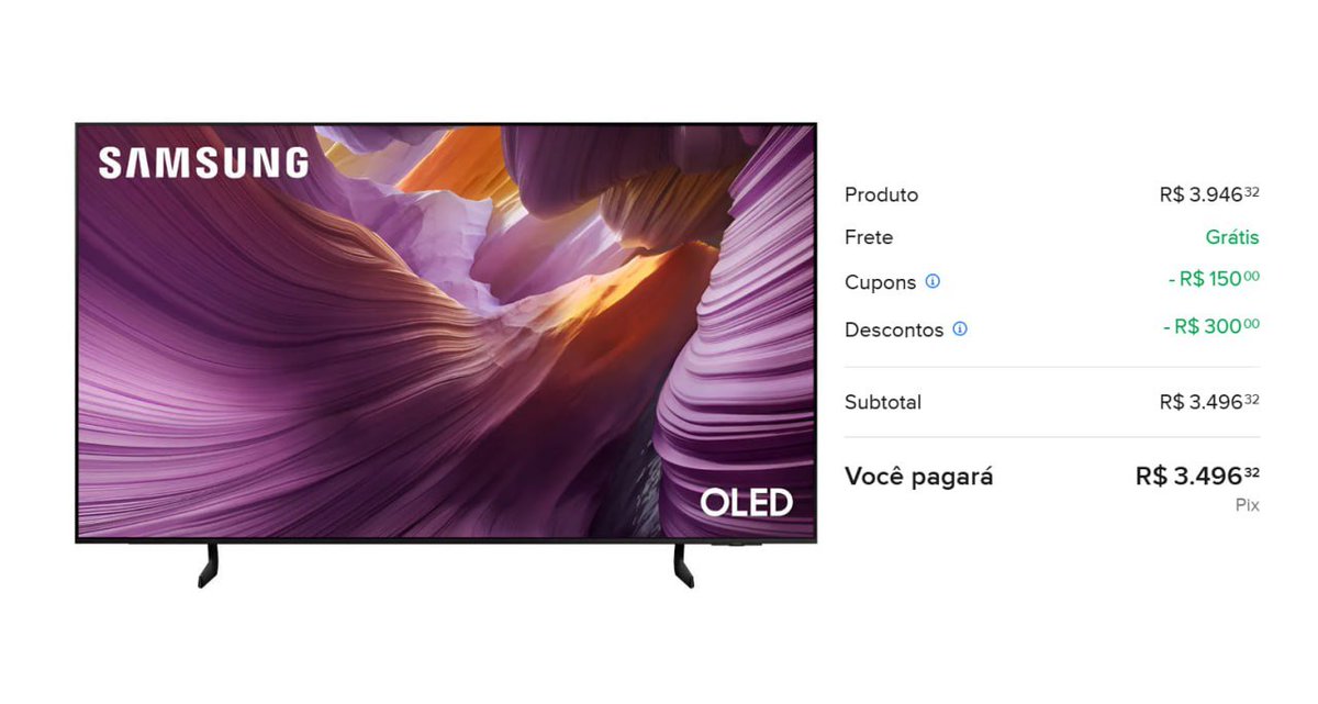 Conectados_Ofts's tweet image. menor preço postado

Smart TV Samsung Vision AI TV 55" OLED 4K S85F 2025 

- R$3496 no pix
Resgate o cupom de R$150 OFF 

mercadolivre.com/sec/1uWSF8Z