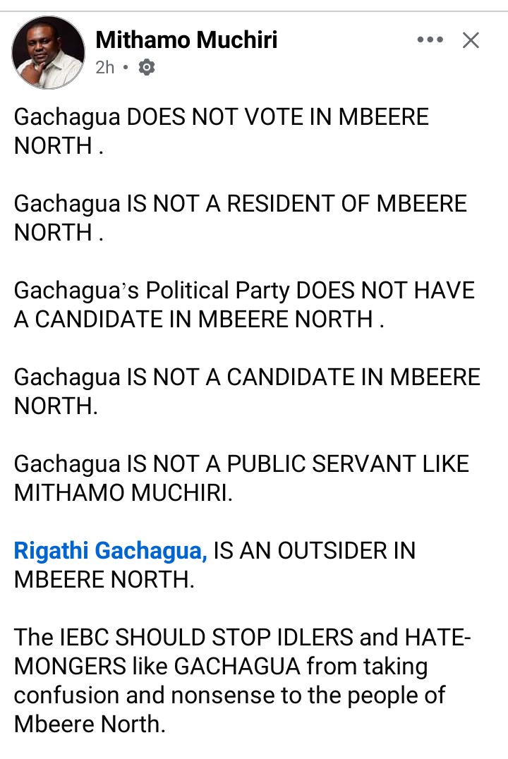 Kujaribu ku influence the people of Mbeere when he has absolutely no ties with him is not only shameful but stupid! Tribal bigot #GachaguaRespectMbeere! 
Sonko #MainaAndKingangi kusema na kutenda kirinyaga rising affordable housing program ECDE HDU Services
