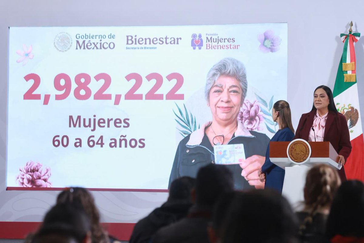 A_MontielR's tweet image. 💜En la #MañaneraDelPueblo, junto a la presidenta @Claudiashein, informé que casi 2 millones de mujeres de 60, 61 y 62 años recibirán por primera vez su pago de la #PensiónMujeresBienestar entre el 18 y 21 de noviembre.

El pago se realizará de acuerdo con la letra del primer…