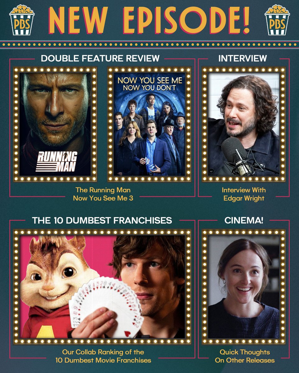 ProjBigScreen's tweet image. 🍿 NEW EPISODE 🍿

• The 10 Dumbest Franchises
• The Running Man Review
• Now You See Me 3 Review
• Pluribus &amp;amp; Death By Lightning Reactions
• Interview With @EdgarWright