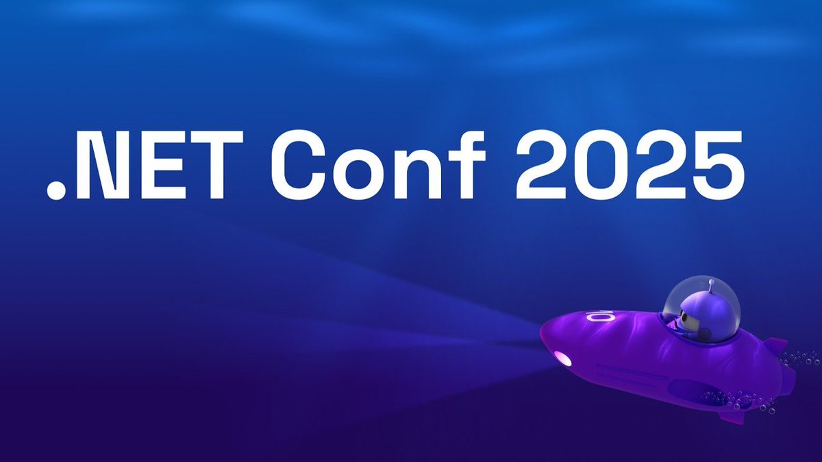 dotnetfdn's tweet image. .NET Conf 2025 is done. Time to stop procrastinating. All the technical glory (and chaos) is now on YouTube for your viewing pleasure. Catch up on .NET 10 and VS 2026 plus AI, Blazor, C#, and tons of your other favorite technologies. 

hubs.li/Q03Tw-kW0 #dotnetconf #dotnet