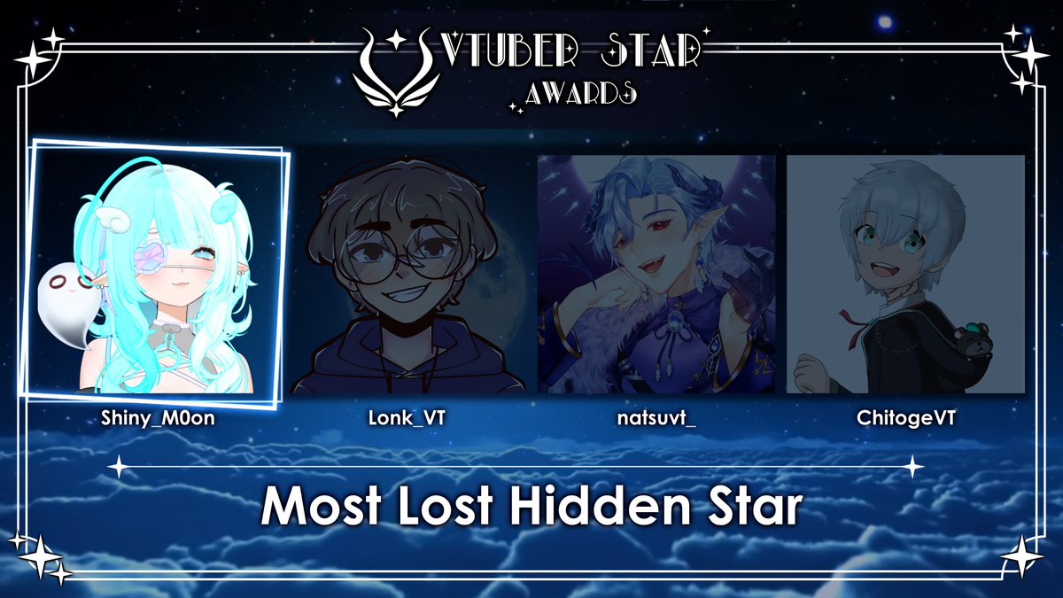 🌟 Most Lost Hidden Star🌟

Unser Most Lost Hidden Star 2025 ist <a href="/shiny_m0on/">Shiny_Moon||Bundroid Vtuber</a> 

Herzlichen Glückwunsch an sie und all unsere Nominierten!
<a href="/Lonki_VT/">Lonk | VTuber |</a> 
<a href="/natsuvt_/">Natsu Akiyama | GERVtuber</a> 
<a href="/ChitogeVt/">ChitogeVT</a>