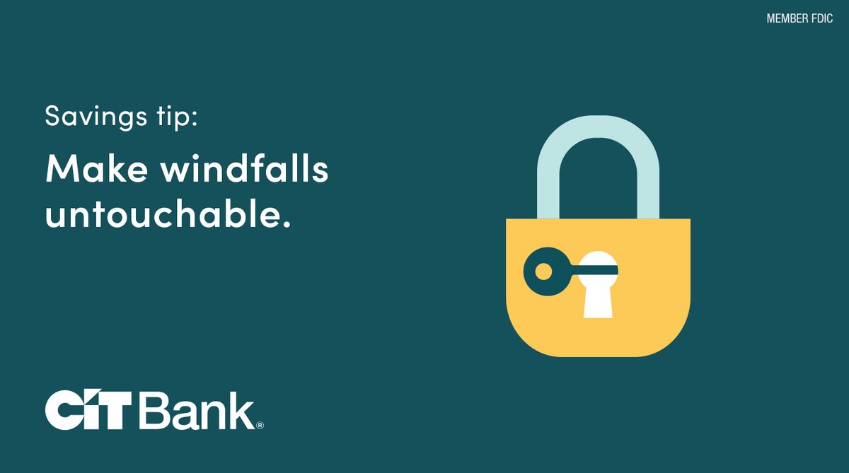CITBank's tweet image. Bonus? Tax refund? Birthday cash? Pretend it never happened, and stash it straight into your CIT Bank savings account. If it wasn’t part of your expected income, you won’t miss it. cit.com/cit-bank/bank/…