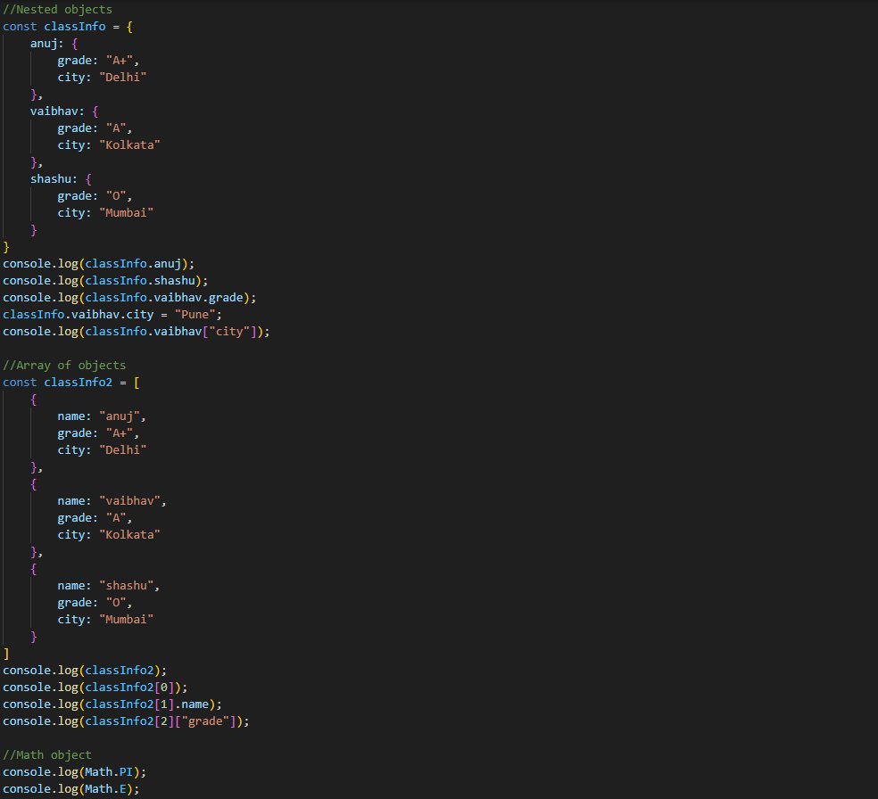 VaibhavNagar03's tweet image. 🚀 Day 32 of #Phase2 #90DaysOfCode 🚀

Dived deeper into JavaScript Objects 💻✨

• Nested Objects
• Array of Objects
• Math Object basics
• Created Random Integers + practice questions

Step by step leveling up 🔥

#JavaScript #WebDevelopment #CodingJourney #LearningInPublic