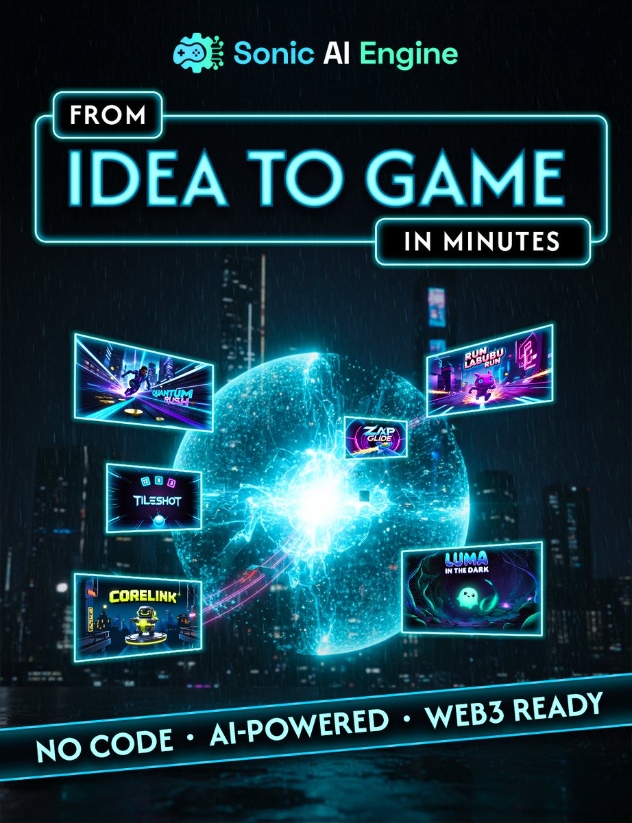 SonicAIEngine's tweet image. Your idea shouldn’t stay in your head. It should become a game. 📷📷 Sonic Engine turns your imagination into a real, playable game in minutes — no code, just pure creativity.
#SonicEngine #AIGames #BuildWithAI #GEMES #GameFi #PumpFun #NoCodeDev #AIRevolution
