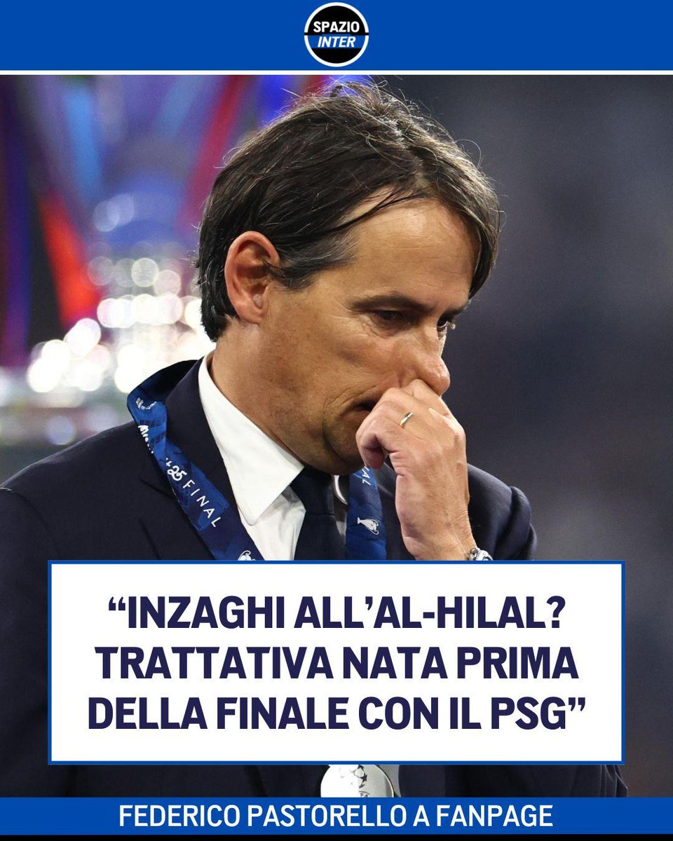 SpazioInter's tweet image. L&apos;addio all&apos;Inter spiegato dall&apos;agente di Simone Inzaghi 👀

In un&apos;intervista rilasciata a Fanpage, Federico Pastorello ha sottolineato che la trattativa con l&apos;Al-Hilal cominciò ben prima della finale di Champions League contro il PSG 🗣️

#Inzaghi #Inter #SpazioInter