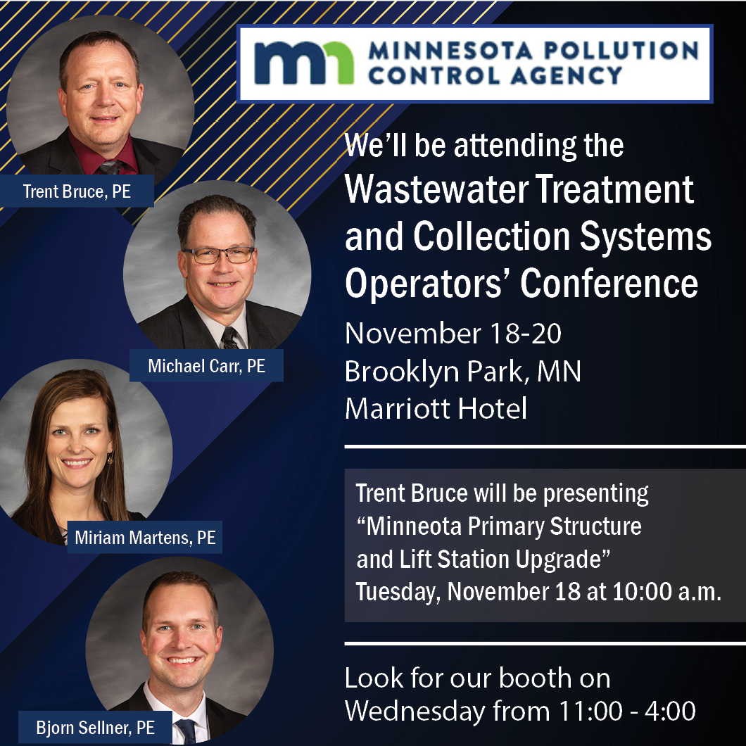 Look for our knowledgeable team at this year's MPCA Wastewater Treatment and Collection Systems Operators' Conference. Trent Bruce will present on Tuesday. conta.cc/3K18hDS #DGRSolutions dgr.com