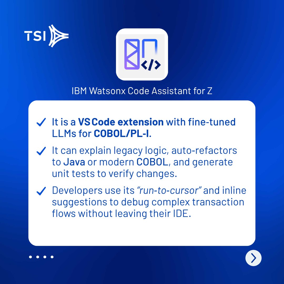 TPFSoftware's tweet image. Antiquated #Mainframes are evolving with AI-powered tools so that #Developers can modernize, refactor, and automate efficiently and effortlessly. (1/2)

5 AI tools are making mainframes smarter, faster, and more reliable.

#AI #TPFSoftware #TSI #DevTools #MoveForwardTogether