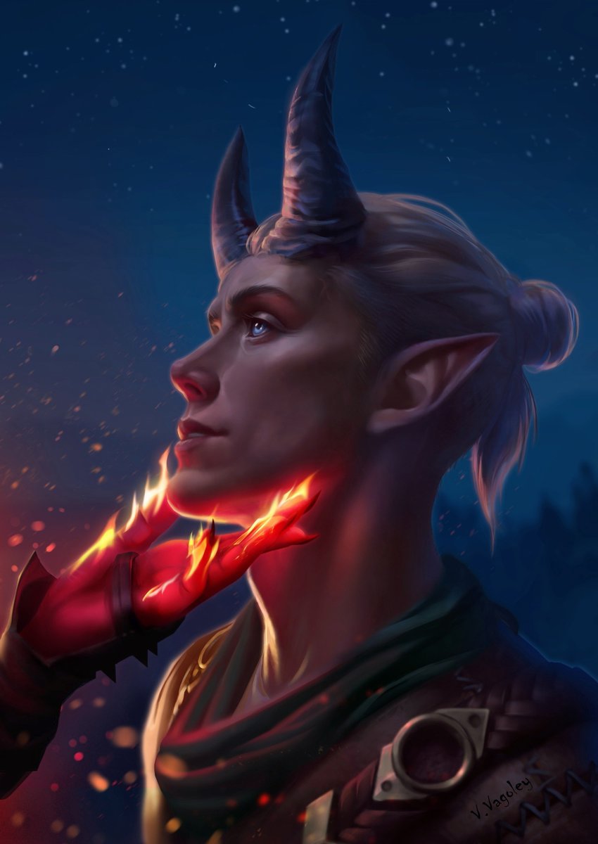 QRT with your art with horns ✨
Karlach, you're on fire. ❤️‍🔥

Celebrating Karlach’s good ending now being CANON in the new D&amp;D lore book! 
She made it, she’s fixed, she’s home, our girl deserves this! 🥹❤️‍🔥

#BaldursGate3 #baldursgate3fanart  #Karlach #Dammon
