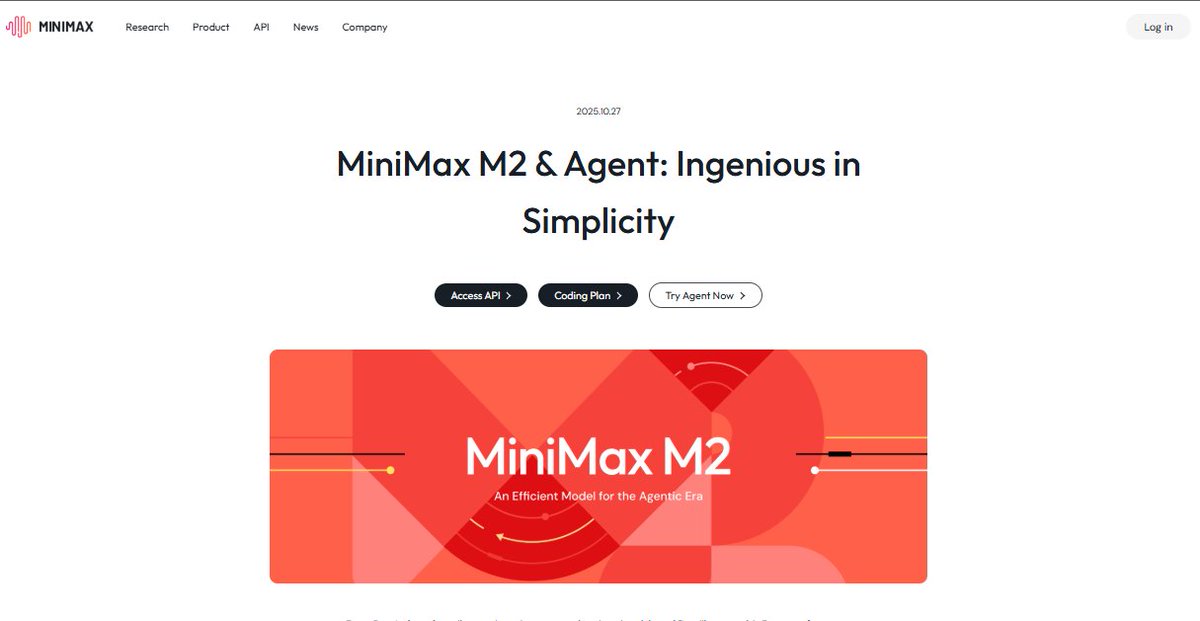 JMichaelV1's tweet image. Otro modelo de IA MiniMax M2 de China esta que la rompe.. su opción PRO esta libre para acceder
#MiniMax #IA #modeloMiniMax
🧵1