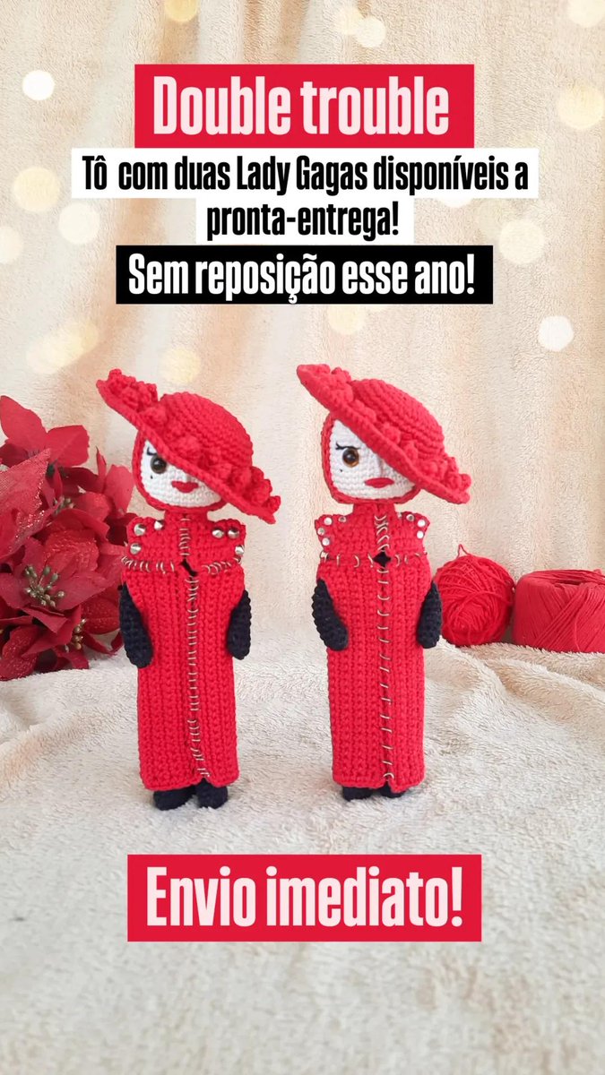 Tô com duas Lady Gaga exclusivas disponíveis a pronta entrega! 
Só foram feitas duas e sem reposição prevista! 

Esse é o momento de você adquirir a sua! Envio IMEDIATO para todo Brasil! 

SEM RESERVAS LONGAS!