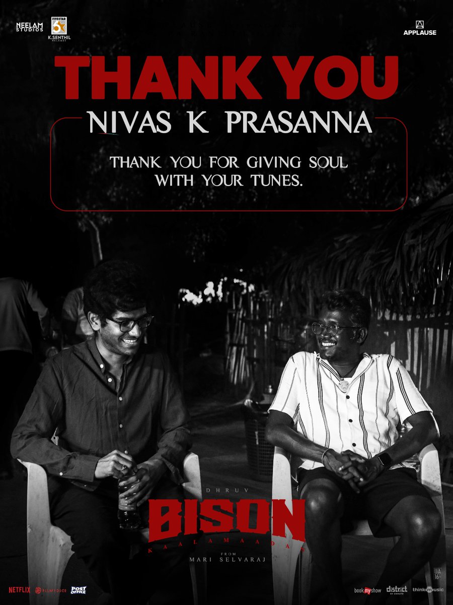 mari_selvaraj's tweet image. To the person who turned all his love, all his dreams and all his fight into such artful music for #BisonKaalamaadan 🦬💥 Thank You! ✨🌸

@nivaskprasanna ❤️