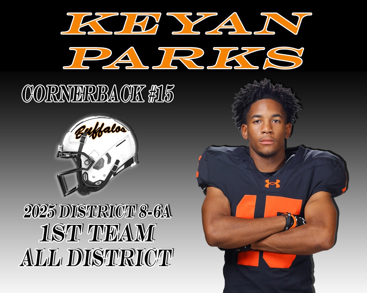 Coach_JWTucker's tweet photo. Congratulations to Keyan Parks! He was named 1st Team All District in 8-6A for 2025 at Cornerback. #HaltomFamily @HHSBuffNation @FootballHaltom https://t.co/NjCA7wQCly