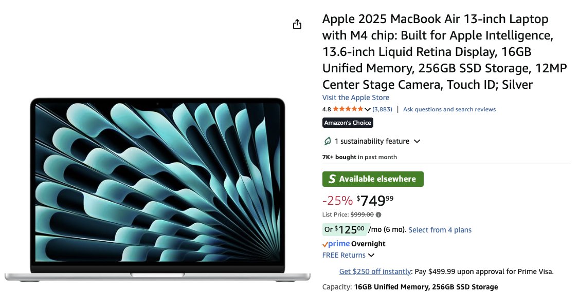nandoprince93's tweet image. 🤯 It blows my mind that the M4 MacBook Air is going for under $750 on Amazon. Easily the best value laptop out there. If you need one, jump on it.🔥

Link: amzn.to/4nYkkQg (Affiliate)

#MacBookAir